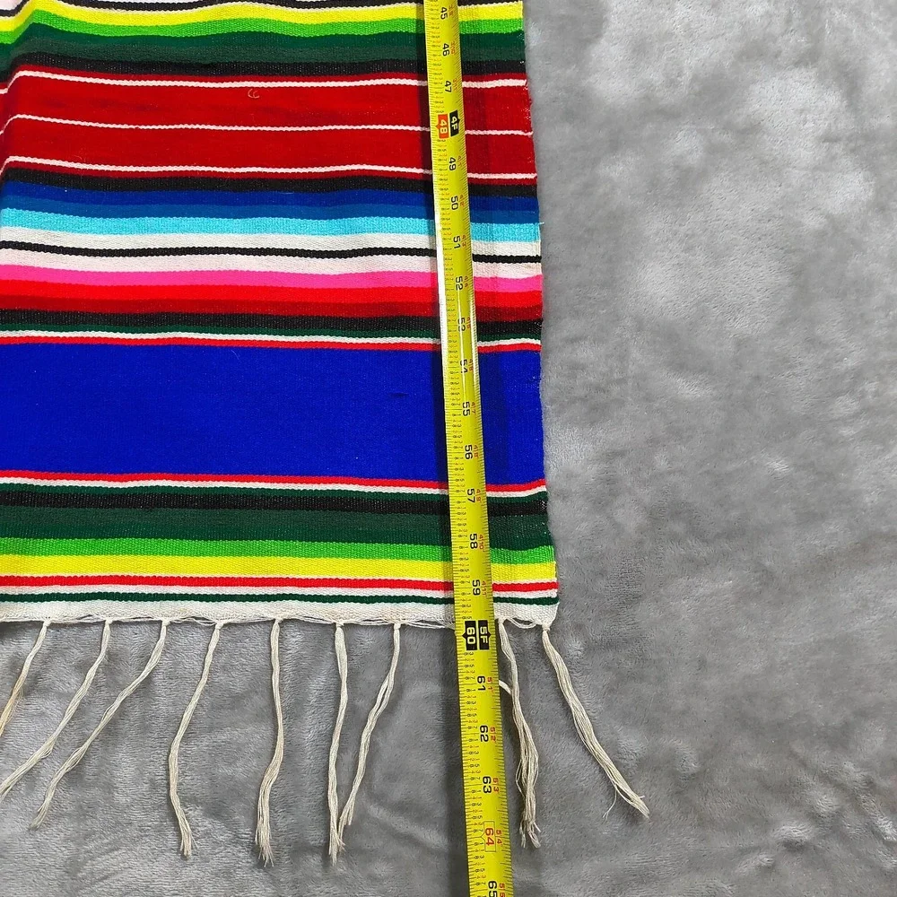 Vintage Serape Table Runner Wool Saltillo Dresser Scarf Mexican 60x25 Hand Woven